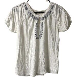 Fresh White Blue Boho Top